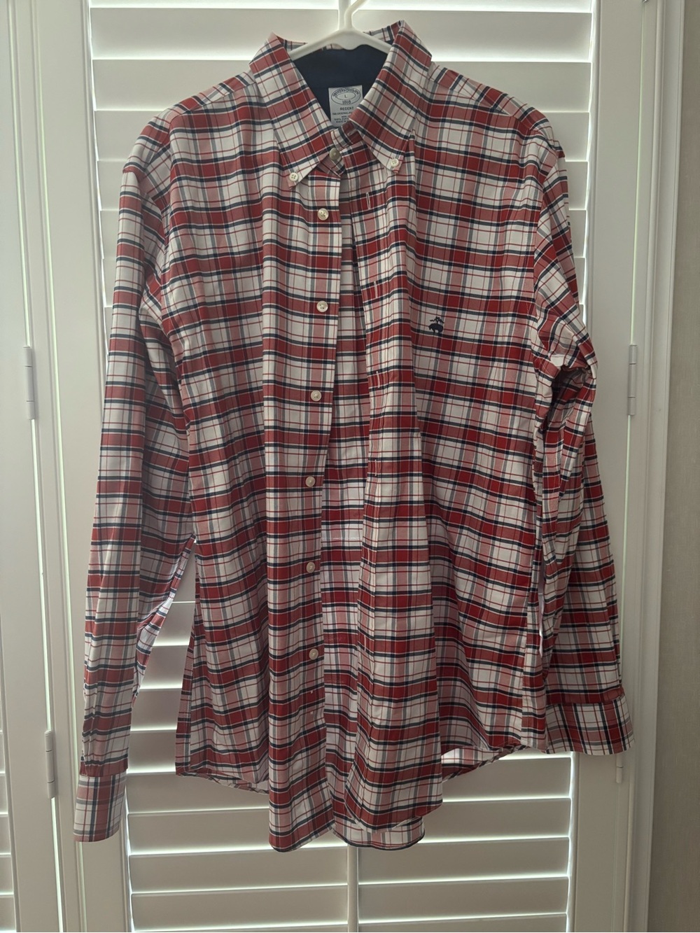 Brooks Brothers Red and White Plaid Button-Down Shirt